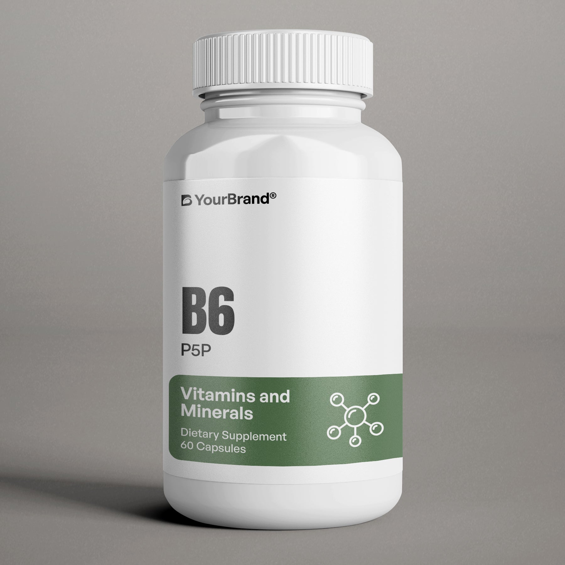 Private Label Vitamin B6 (P5P) Supplement to support metabolism and brain health.
