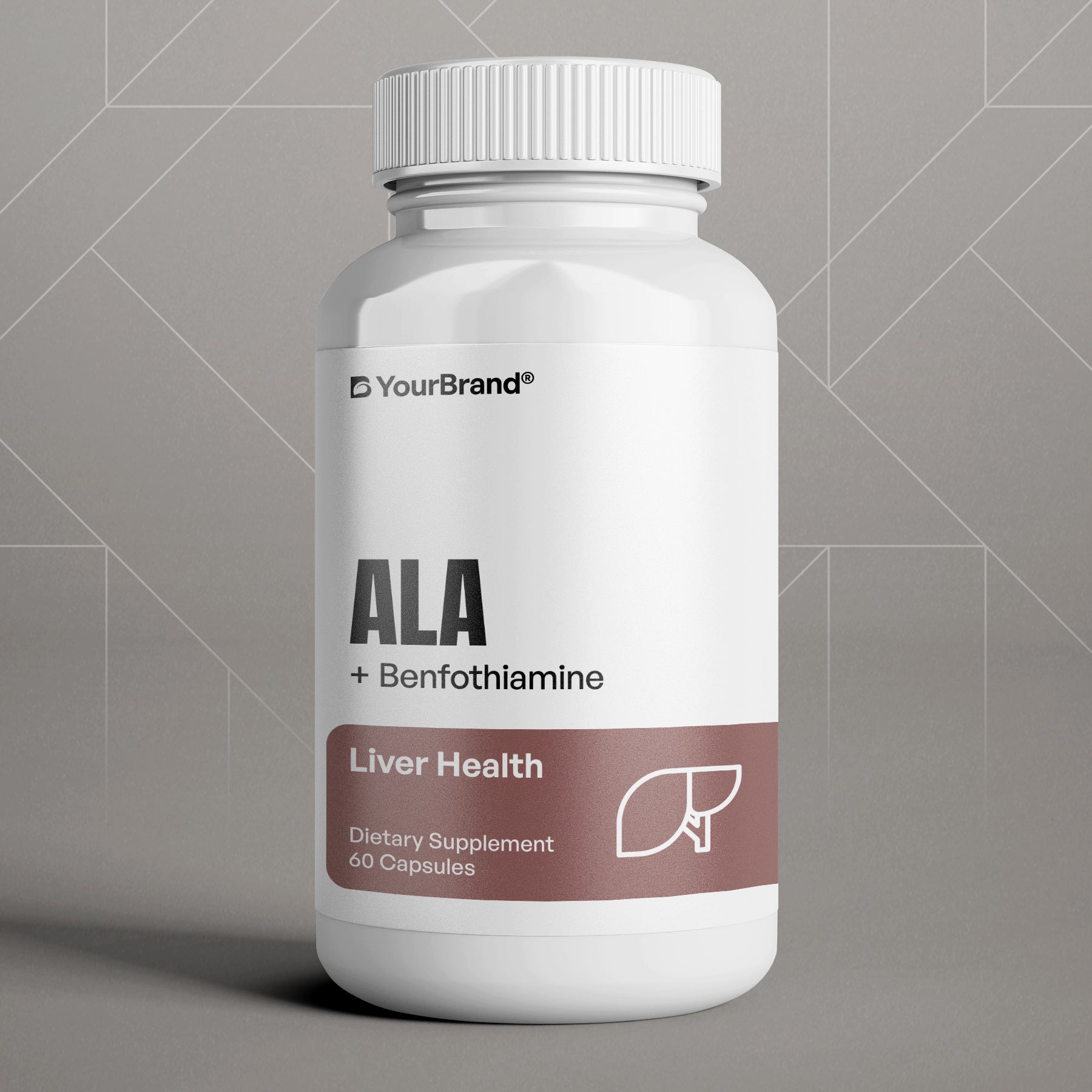 Private Label ALA + Benfotiamine Supplement for nerve health, metabolism, and antioxidant support.