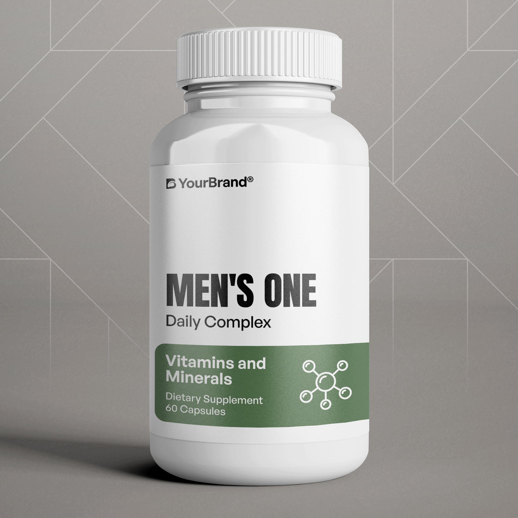 Private Label Men’s One Daily Multivitamin for energy, immunity, and overall wellness.