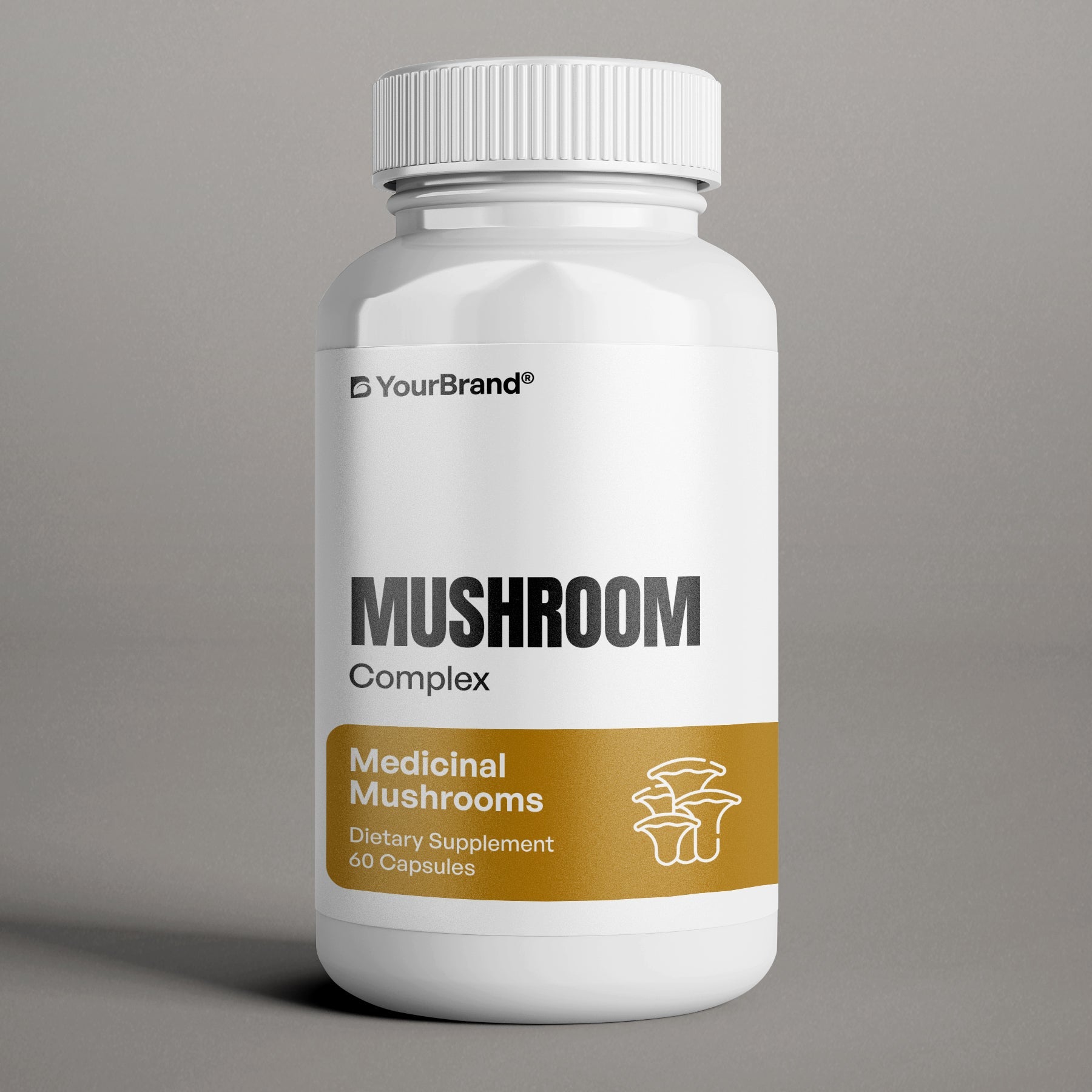 Mushroom Complex Supplement for immune health, cognitive function, and overall vitality.