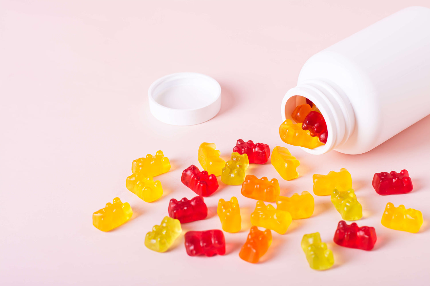 "Branded creatine gummies in vibrant packaging on a gym bench, representing the rise of convenient, private label sports nutrition products."