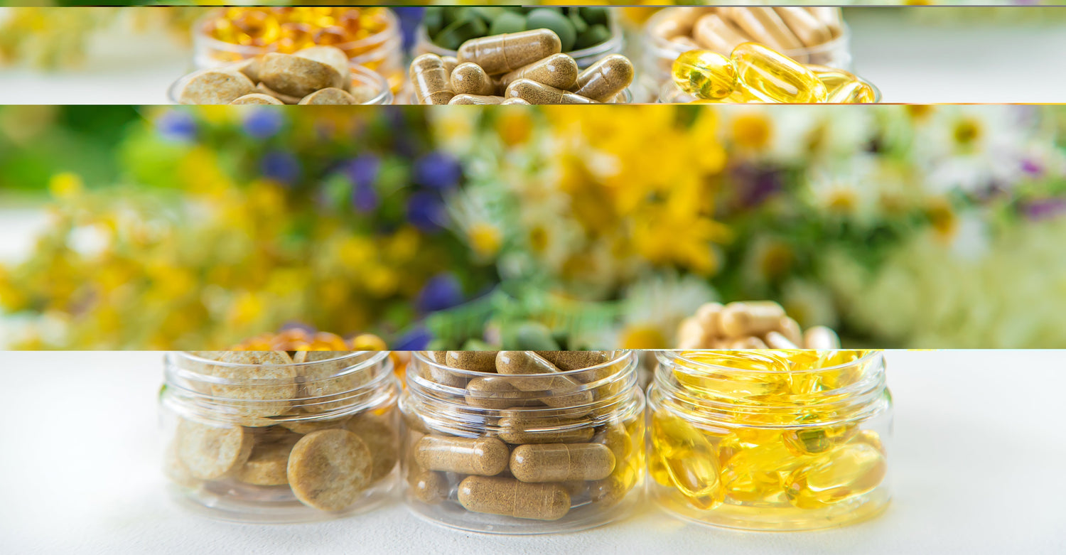 Modern supplement products targeted at Millennials and Gen Z, including gummies, sleep sticks, and plant-based powders on a minimalist background