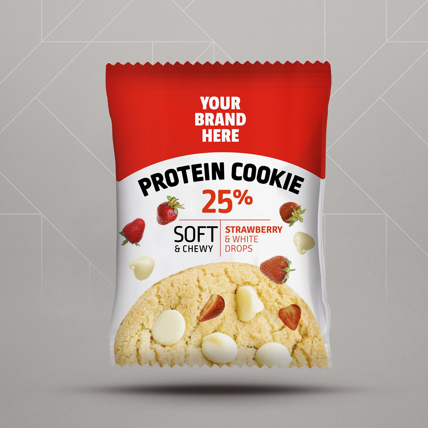 Protein Soft Cookie Jordbær &amp; Hvide Dråber